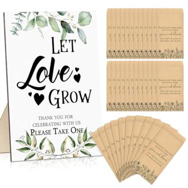 Imagem de Maitys 101 peças de lembrancinhas de chá de panela para convidados placa de madeira de casamento 100 pacotes de sementes de chá de panela pacotes de sementes autoadesivos para lembrancinhas de festa