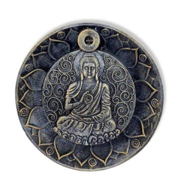 Imagem de Incensario cascata prato buda azul  12 cm em resina - Lua Mistica