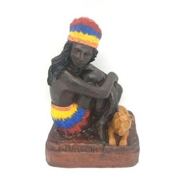 Imagem de Escultura Cabocla Jurema pena colorida 16 cm resina - Lua Mística - 10