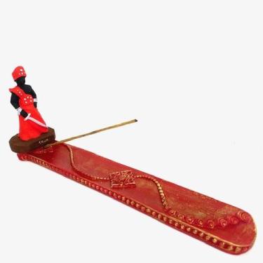 Imagem de Incensário régua Ogum vermelho 24 cm resina - Lua Mística - 100% Origi
