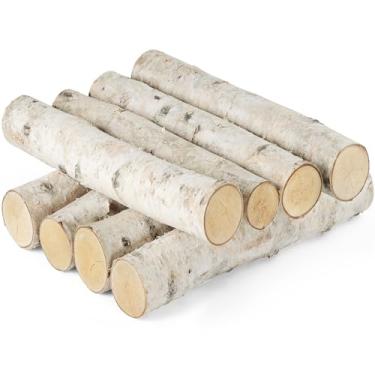 Imagem de ZKHOB Pacote Com 8 Toras De Bétula (2,3"-3,2" De Diâmetro) Madeira De Bétula Para Decoração De Lareira Falsa Toras De Lareira Lenha De Bétula Galhos De Madeira Para Artesanato, Fogueiras, Decoração