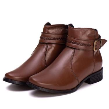 Imagem de Bota Feminina Cano Curto 6104  Couro Legítimo Casual Pettinari Linda, 