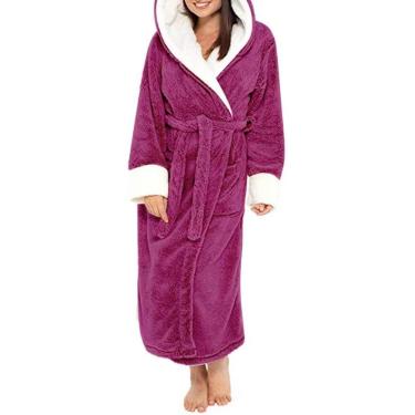 Imagem de Robus de banho, mulheres de roupão de banho espessam o casal quente, manto de flanela de flanela de inverno de manga longa roupão de banho sexy para mulheres maiús