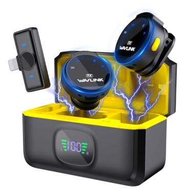 Imagem de WAVLINK Microfone de lapela sem fio para iPhone Vlog, sistema de microfone duplo de lapela com clipe e entrada Lightning e capa de bateria para YouTube Facebook Live, gravação de vídeo (2 x TX+1 RX)