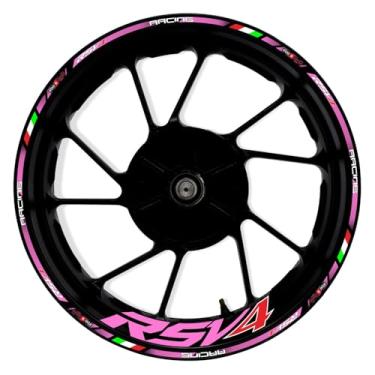 Imagem de Awonderful Kit de listras refletivas para motocicleta, adesivos de aro de roda de vinil compatíveis com Aprilia RSV4 1000 2009-2019 (rosa)