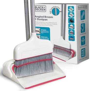 Imagem de BLACK+DECKER Conjunto de vassoura de mordomo e pá de lixo – design em pé – leve, combo que economiza espaço para cozinha, sala de estar, banheiro, pisos de lobby – Essencial de limpeza doméstica