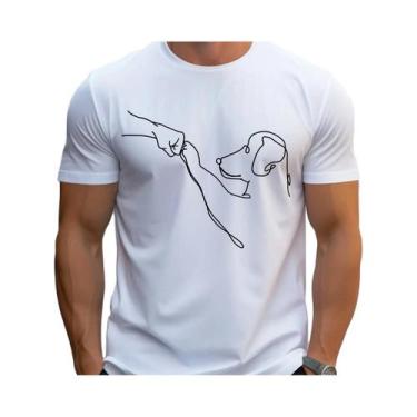 Imagem de Camiseta Masculina Solta com Cachorro Engraçado - 100% Algodão - Casua