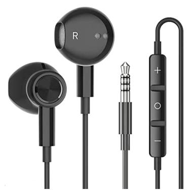 Imagem de eMorevalue Fones de ouvido intra-auriculares com cancelamento de ruído, fones de ouvido com controle de volume de microfone (3,5 mm, preto)