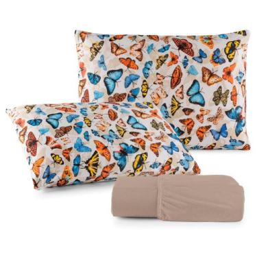 Imagem de Jogo de Lençol Casal 3 Peças Estampado C/ Elástico Malha 100% Algodão 