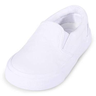 Imagem de Tênis infantil de lona sem cadarço, confortável, leve, adequado para a pele, tênis de corrida casual para meninos e meninas (bebês/crianças pequenas/crianças grandes), Branco/Twingore, 9 Toddler
