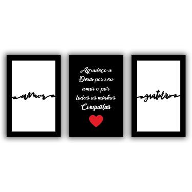 Imagem de Kit Placas Quadros Decorativos 3Pçs 20X30 Deus Amor Gratidão