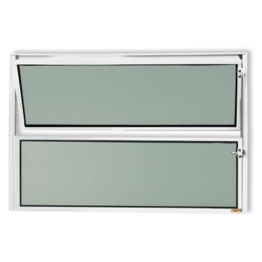 Imagem de Janela De Aluminio Basculante Master Vidro Boreal 40cm X 100cm Brimak Branco