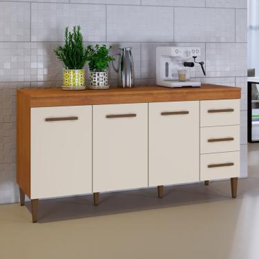 Imagem de Balcão Atenas 3 Portas E 3 Gavetas Kaiki Móveis Nature/off White