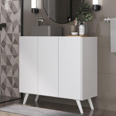 Imagem de Gabinete Banheiro 3 Portas Retrô 90cm Mp5030 Branco