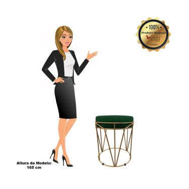 Imagem de Puff Multiuso Com Mesa 2 Em 1 Suede Verde Base Dourado
