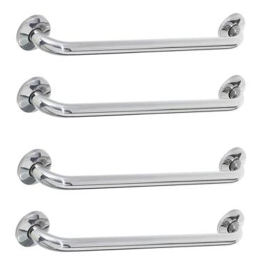Imagem de Alça De Apoio 40Cm Kit 4 Unidades Inox Barra Cadeirante Acessibilidade Idoso Banheiro D...