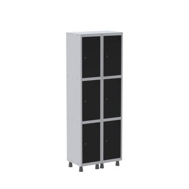 Imagem de Armario Roupeiro 6 Portas Aço Grp 502/6 Pandin Móveis Cinza/preto