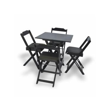 Imagem de Conjunto Dobrável 70X70 Com 4 Cadeiras Estofadas Preto
