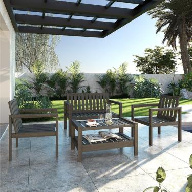 Imagem de Conjunto 2 Poltrona E Banco 2 Lugares E Mesa Orquídea Nogueira