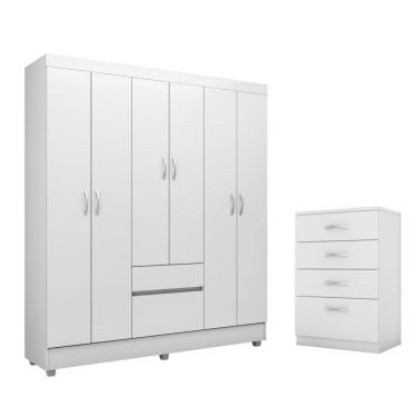 Imagem de Jogo De Quarto Roupeiro E Comoda Bremen Branco