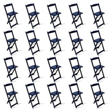 Imagem de Kit 20 Cadeiras Bistrô Dobrável Madeira Preta Cor: Preto