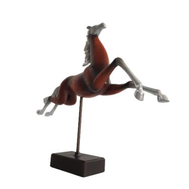Imagem de Estátua Cavalo Luxo Pintura Amadeirada E Detalhes Silver 41cm X 52cm