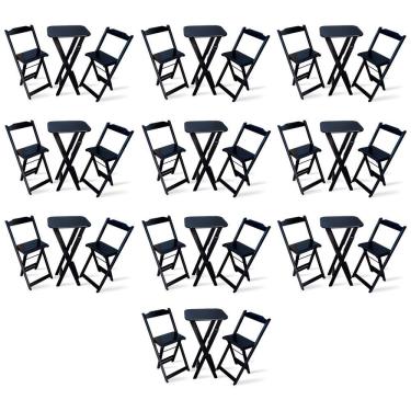 Imagem de Kit De 10 Conjuntos Dobrável Bistrô Preto De Mesa Com 2 Cadeiras Cor: Marrom