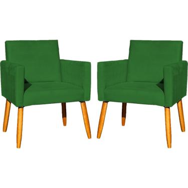 Imagem de Kit 2 Poltronas Decorativa Para Sala Nina Suede Cores Pé Palito 30cm Castanho - Suede