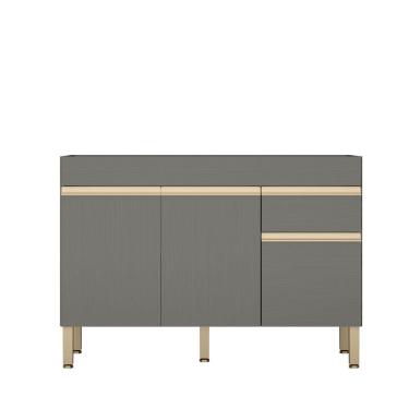 Imagem de Balcão Gabinete De Pia 120 Cm 3 Portas Sem Tampo Kits Paraná Cinza Gris Cinza-gris
