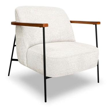 Imagem de Poltrona Decorativa Eros Linho Bouclê Com Base De Ferro Preto SSX Multicoisas Bege