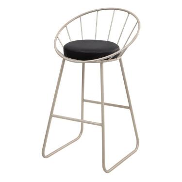 Imagem de Banco Médio Cozinha Barzinho Metal Sunset Champanhe- Preto