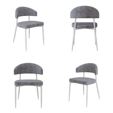 Imagem de Cadeira Bless Fixa Com 4 Pés 55 X 52,5 X 77,5 Cm Com 4 Unidades Cinza-branco