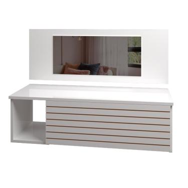 Imagem de Penteadeira Suspensa Com Painel Espelho Gaveta E Nicho Organizador Maquiagem 90 Cm Branco Mobília Decor