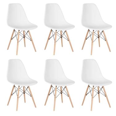 Imagem de Conjunto 6 Cadeiras Para Sala De Jantar Eames Eiffel Dkr Branco