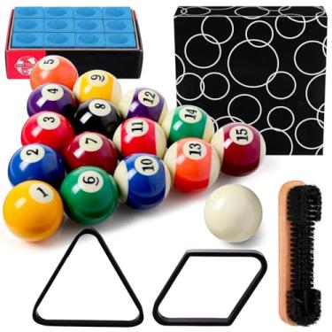 Imagem de PullCrease Kit de 31 peças de acessórios de bilhar bolas de mesa de bilhar com triângulo e suporte de bola de diamante, conjunto de pincéis para mesa de sinuca (preto)