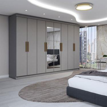 Imagem de Guarda-Roupa Casal Odisseia 8 Portas 4 Gavetas com Espelho Onix - Panorama Móveis