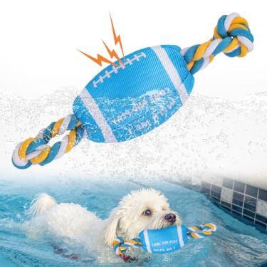 Imagem de BEAUTYZOO Brinquedo flutuante para piscina – Brinquedos aquáticos de verão para cães pequenos e médios, brinquedo durável de cabo de guerra e corda de mastigar para busca ao ar livre, azul