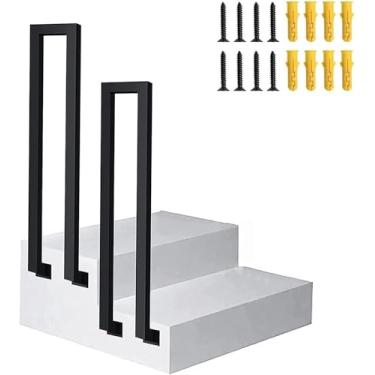 Imagem de Corrimão De Escada Ao Ar Livre Corrimão Piquete Se Encaixa Em 1 Degrau, Corrimão De Mão De Jardim Balaustrada De Ferro Forjado Guarda-corpo De Segurança Com Kit De Ins, 45cm(1.5ft)