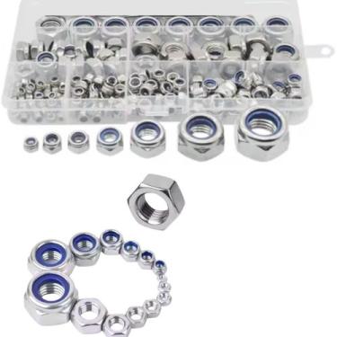 Imagem de Kit 182 Porcas Bloqueio Autotravante INOX M5 M6 M8 M10 M12 - CJFIX