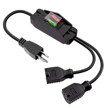 Imagem de HITRENDS Cabo De Extensão Com Interruptor Liga/Desliga, Divisor Em Y 3 Pinos, Externo, Adaptador Tomada Sjtw 16Awg 15A/125V E 18Awg 10A/125V Para Uso Interno (50 Cm)
