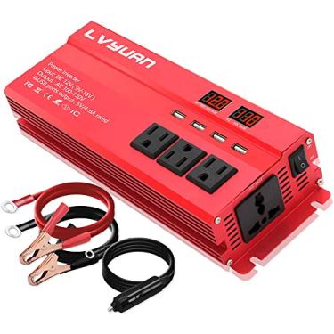 Imagem de LVYUAN Inversor De Energia Automotivo 1000 W, 12 V Para 110 Cc, Ca Com Adaptador Usb 3,1 A, 4 Tomadas, Clipes Bateria, Acendedor Cigarros Carro, Casa, Áreas Externas, Camping