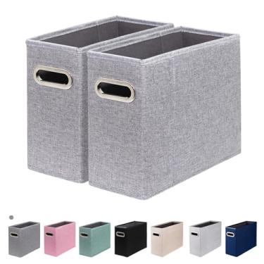 Imagem de ComfortKeeper 2 pacotes de organizador de arquivos tamanho carta, organizador de pastas de arquivo, caixa de armazenamento de tecido, organizador de papel dobrável com alça de metal, trilhos de PVC