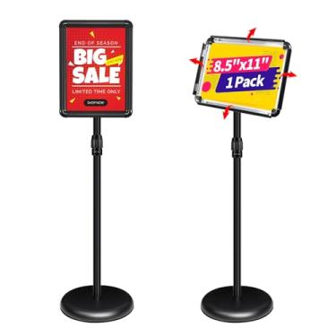 Imagem de INNOVSIGN Suporte Ajustável Para Pedestal De Sinalização 8,5'' X 11'', Chão Pôsteres, Estrutura Alumínio Visualização Vertical/Horizontal, Suportes Ambientes Internos/Externos (Preto, Redondo)