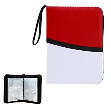 Imagem de GSRYPC Pasta Para Cards Colecionáveis Gsrypc, Porta-Livros Com 4 Bolsos, 50 Capas Removíveis, Álbum De 400 Compatível Pokémon, Tgc, Mtg, Beisebol, Yu-Gi-Oh! (Vermelho + Branco)