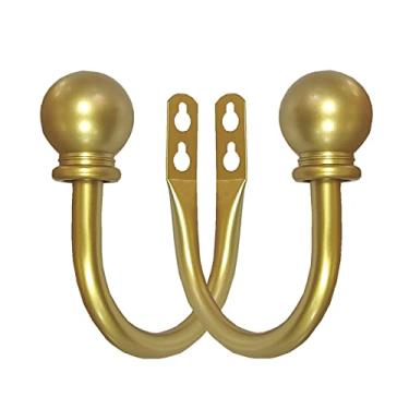 Imagem de Kowibcl Suportes Para Cortinas Kowibcl, Ganchos Com Parafusos Fixação Na Parede, Decorativos Cortinas, Quarto, Sala De Estar, Escritório, Prendedores Cortina Dourados (2 Peças)
