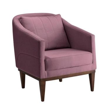 Imagem de Poltrona Agatha Veludo Rosa e Imbuia - Sofani