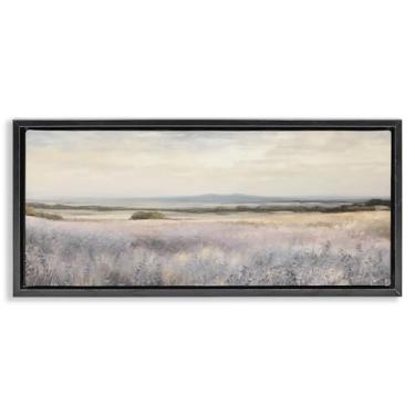 Imagem de Stupell Industries Rural Lavender Fields Black Framed Floater Canvas Wall Art Design por Raymond Powers, 25 x 11
