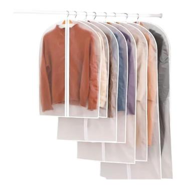 Imagem de Kit 3 Capas Impermeável Para Terno Jaqueta em EVA Branco Com Zíper Anti mofo Organizador para guarda roupa