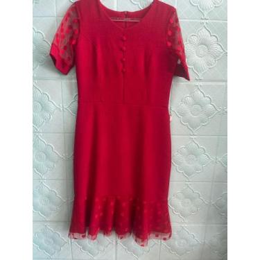 Imagem de Vestido vermelho com fenda na lateral -Tamanho P - Q bonita