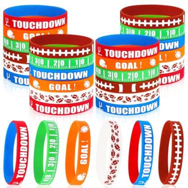 Imagem de VICROIC 30 pulseiras de borracha de silicone de futebol americano, pulseiras de borracha motivacionais de futebol para prêmios escolares, lembrancinhas de festa temáticas esportivas